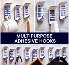 Ceramic Blue Check Adhesive Wall Mounted Hook