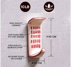 Ceramic Red Check Adhesive Hooks for Painted Walls