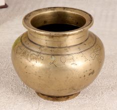 High-Quality Brass Holy Water Pot in Vintage Brown Finish