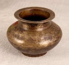 Beautiful Elegant Brown Brass Holy Water Pot for Prayer