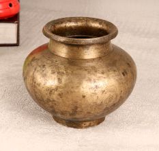 Northern Indian Brass Holy Water Pot in Vintage Brown Finish