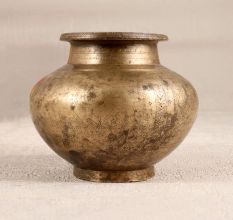 Northern Indian Brass Holy Water Pot in Vintage Brown Finish