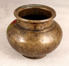 Vintage Finish Brass Holy Water Pot from Gujarat for Decor