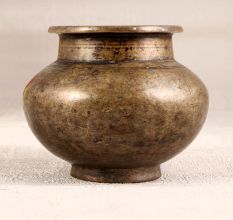Vintage Finish Brass Holy Water Pot from Gujarat for Decor