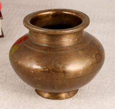 Elegant Brown Holy Water Pot Made of Brass for Prayer Room