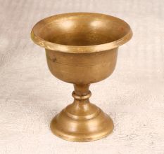 Handmade Vintage Brass Kumkum Cup in Elegant Brown Finish