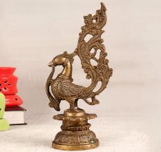 Beautiful Premium Brass Peacock Statue in South Indian Art