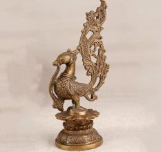 Beautiful Premium Brass Peacock Statue in South Indian Art