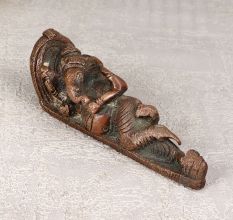 Handmade Copper Lord Ganesha Statue in Sleeping Position