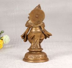 Handcrafted Brown Brass Statue of Lord Ganesha Playing Cymbal
