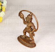 Brown Finish Lord Hanuman Statue with Long Tail Made of Brass