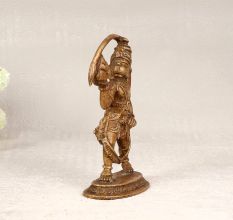Brown Finish Lord Hanuman Statue with Long Tail Made of Brass