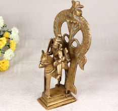 Brass Statue of God Sitting on Horse with Prabhavali for Decor