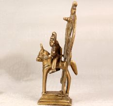 Brass Statue of God Sitting on Horse with Prabhavali for Decor