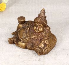 Nepalese Art Finest Brass Statue of Lord Kuber for Home Decor