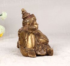 Nepalese Art Finest Brass Statue of Lord Kuber for Home Decor