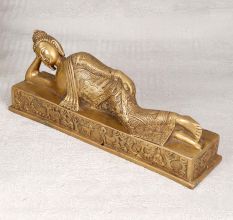Handmade Brown Finish Lord Buddha Brass Statue for Decor