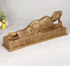 Handmade Brown Finish Lord Buddha Brass Statue for Decor