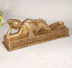 Handmade Brown Finish Lord Buddha Brass Statue for Decor