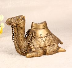 Rajasthani Art Brass Camel Statue in Brown Finish for Decor