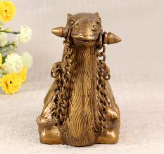 Rajasthani Art Brass Camel Statue in Brown Finish for Decor