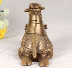 Rajasthani Art Brass Camel Statue in Brown Finish for Decor
