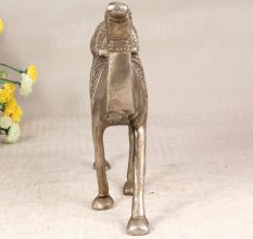 Shiny Handmade Brass Camel Statue in Silver Finish for Decor