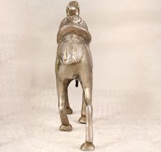 Shiny Handmade Brass Camel Statue in Silver Finish for Decor