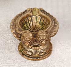 Antique Brown Brass Oil Lamp Diya for Prayer Room