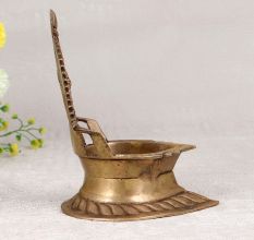 Handmade Gajalakshmi Brass Oil Lamp in Antique Brown Finish