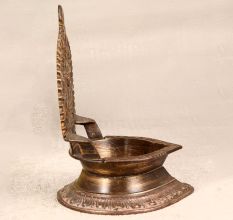 Vintage South Indian Brass Gajalakshmi Oil Lamp for Decor