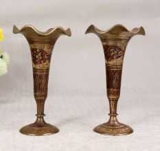 Handmade Islamic Art Flower Pot Made of Brass in Set of 2