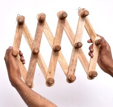 13 Peg Adjustable Foldable Wall Hanger Wooden Wall Mounted Cloth Hook