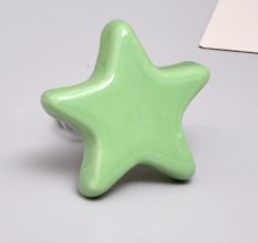 Green Ceramic Star Cabinet Knobs for Nursery
