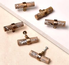 Etched Wooden Door Knobs Drawer Pulls