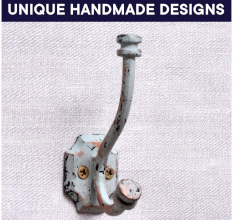 Antique Iron Double Prong Coat Hooks for Wall