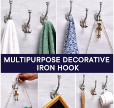 Antique Iron Double Prong Coat Hooks for Wall