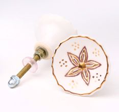 Golden Flower Ceramic Kitchen Cabinet Knob