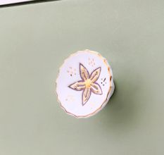Golden Flower Ceramic Kitchen Cabinet Knob