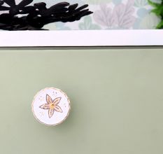 Golden Flower Ceramic Kitchen Cabinet Knob