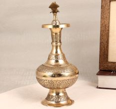 Golden Premium Brass Water Pot with Spout and Peacock Lid