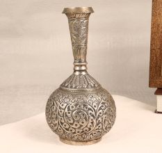 Handmade Nickel Plated Brass Flower Pot for Decoration