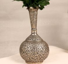 Handmade Nickel Plated Brass Flower Pot for Decoration