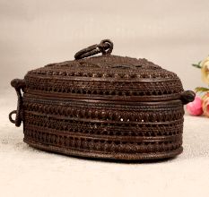 Odisha Art Brass Jewelry Box in Vintage Dark Finish