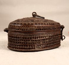Odisha Art Brass Jewelry Box in Vintage Dark Finish