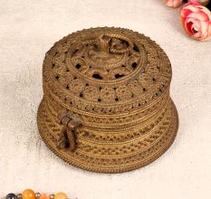 Round Finest Brass Jewelry Box for Home and Office Decor