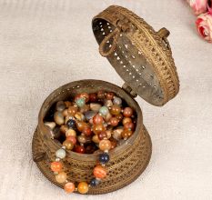 Round Finest Brass Jewelry Box for Home and Office Decor