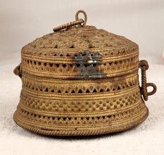 Round Finest Brass Jewelry Box for Home and Office Decor