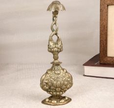 Handmade Gray Finish Gulab Pash Bottle Made of White Metal