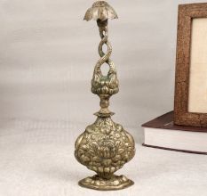 Handmade Gray Finish Gulab Pash Bottle Made of White Metal